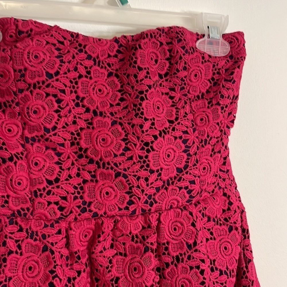 Julie Brown Crochet Dress Strapless SM Pink JB Embroidery Floral Mini Lace Femme - Picture 10 of 16